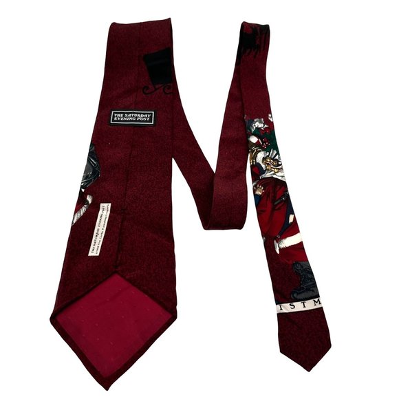 The Saturday Evening Post Neck Tie Mens 100% Silk Red Santa Claus Vintage 1996 - Picture 3 of 8